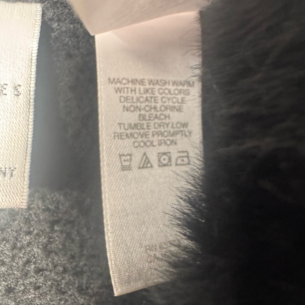 Emma James Black Fleece Jacket w/ Faux Fur Collar Size S Cozy Zip Front Coat - Picture 5 of 9